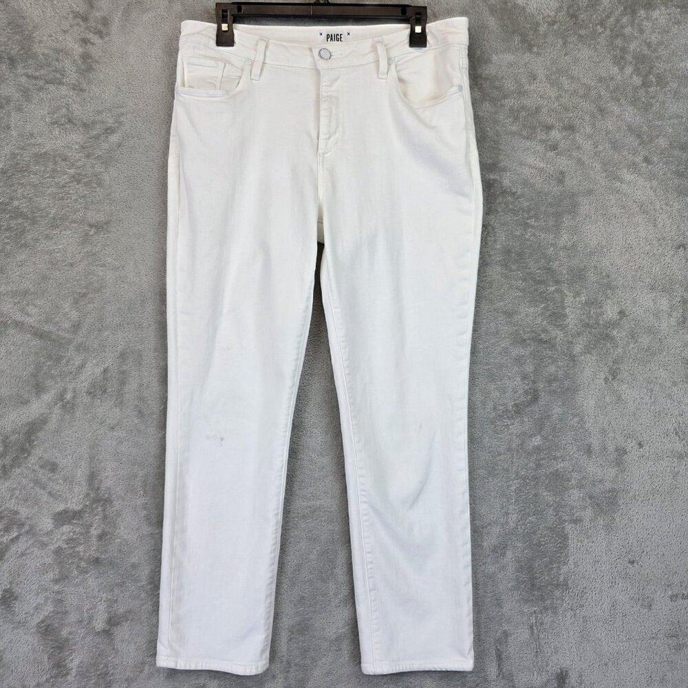 Paige Brigitte Jeans Womens 31 White Mid Rise Straight Leg Stretch Denim USA